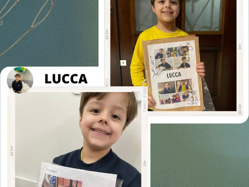 No último dia do primeiro semestre a turma do Integral Infantil Matutino recebeu uma pasta personalizada das suas vivências e experiências que realizaram nesse período.