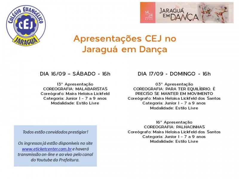 E esta semana começa o JARAGUÁ EM DANÇA!